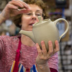 Julie Ayton working in her studio 2017
